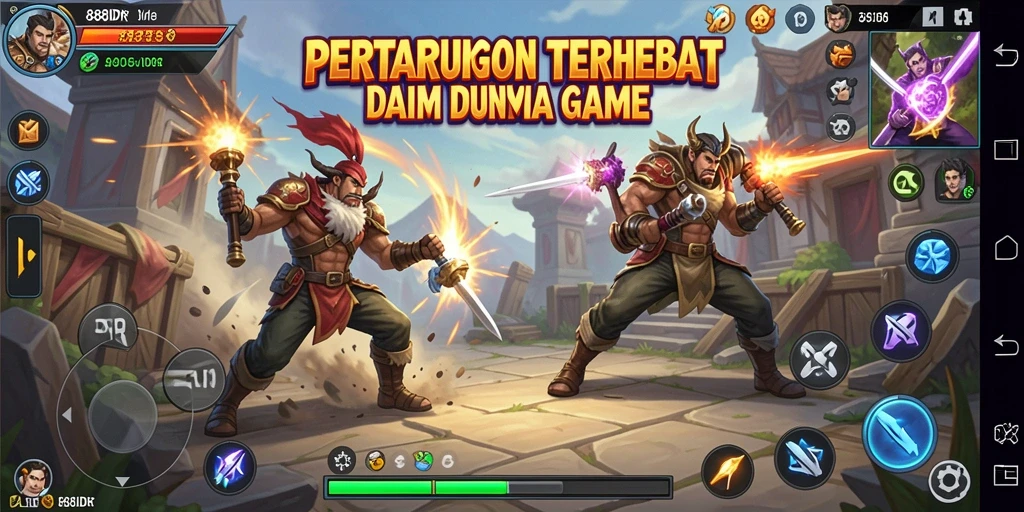 Tangkapan layar 888IDR menunjukkan aksi pertarungan yang intens dan seru.