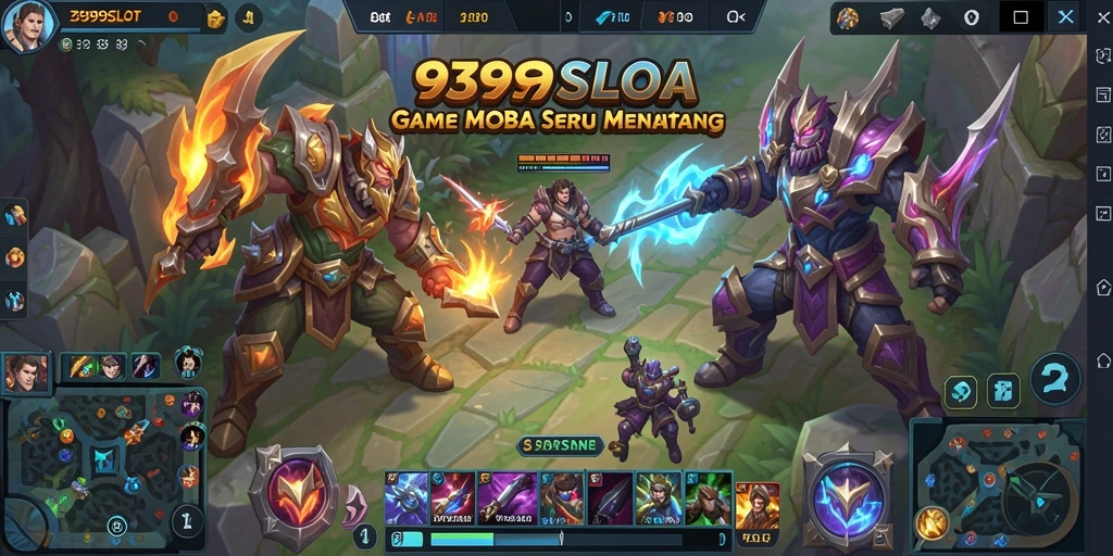 Screenshot gameplay 9399SLOT dengan aksi seru di arena MOBA.