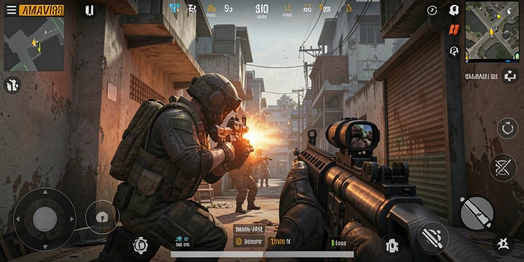 Screenshot gameplay menampilkan pertempuran intens dalam AMAVI88.