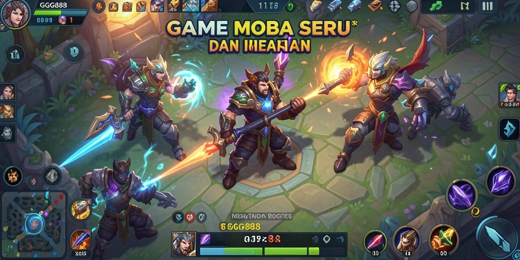 Tangkapan layar gameplay GGG888 yang menyuguhkan aksi seru dalam pertarungan MOBA.