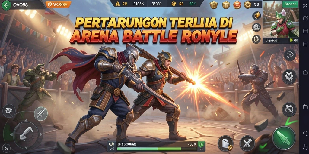 Tangkapan layar utama OVO88 menampilkan aksi dinamis dalam permainan Battle Royale.