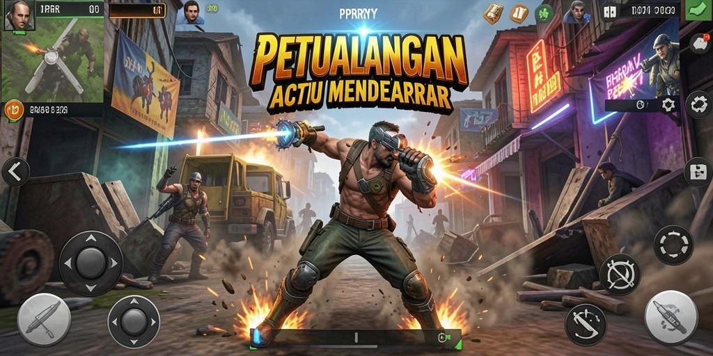 Screenshot menunjukkan karakter beraksi dalam pertempuran yang mendebarkan.