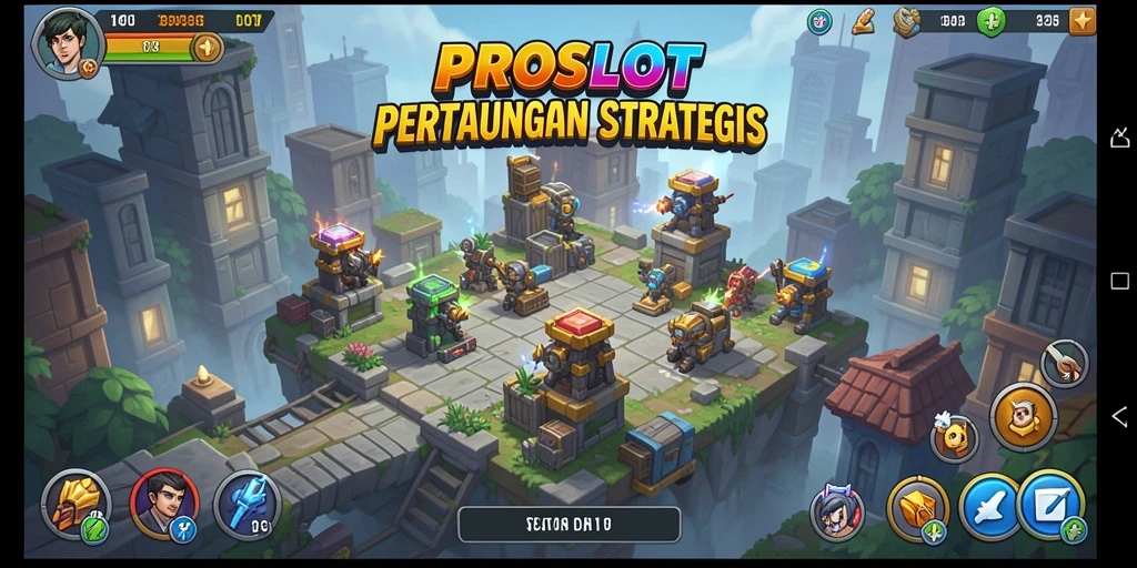 Menara bertahan dengan strategi melawan gelombang musuh.