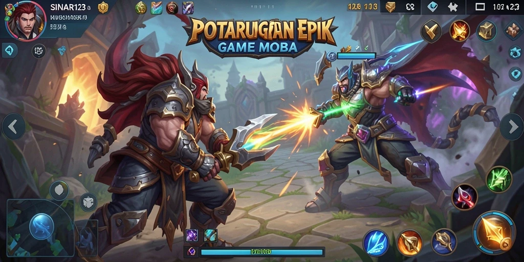 Screenshot gameplay SINAR123 menampilkan pertarungan seru MOBA.