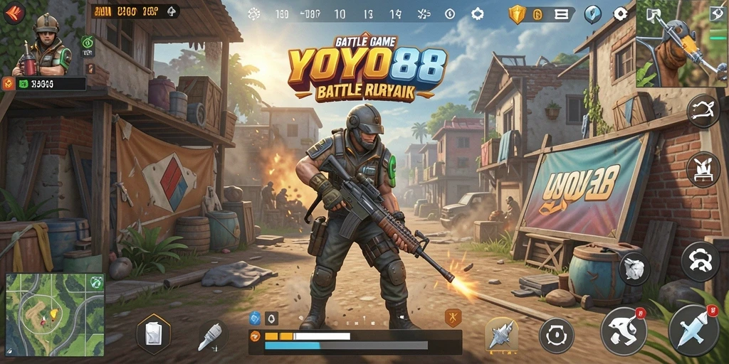 Screenshot gameplay menegangkan di battle royale YOYO88.